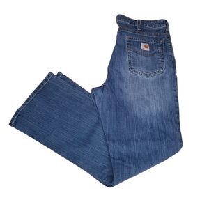 Carhartt Womens Sz 16 x30 Traditional Fit Boot Cut Jeans WB001 F10 Cowgirl 34x30